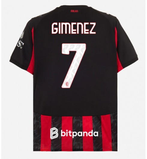 Moške Nogometnih dresov AC Milan Santiago Gimenez #7 Domači 2025-26 Kratki rokavi Moške Nogometnih dresov AC Milan Santiago Gimenez #7 Domači 2025-26 Kratki rokavi